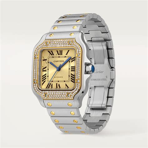 cartier 18k yellow gold santos watch|santos de cartier quartz round.